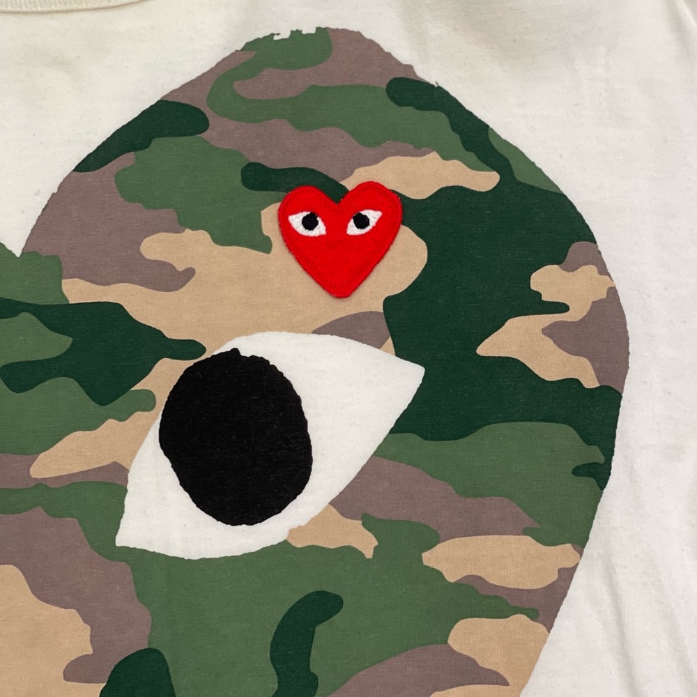 COMME DES GARCONS HEART PLAY T-SHiRT TEE CAMO MENS L LARGE WHITE BRAND NEW SS !